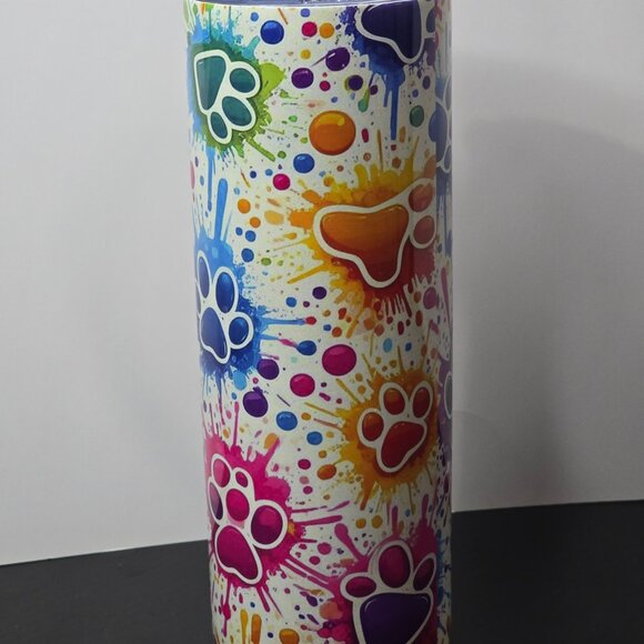 Ink Splattered Paw-Prints 20 oz Tumbler - Picture 4 of 4